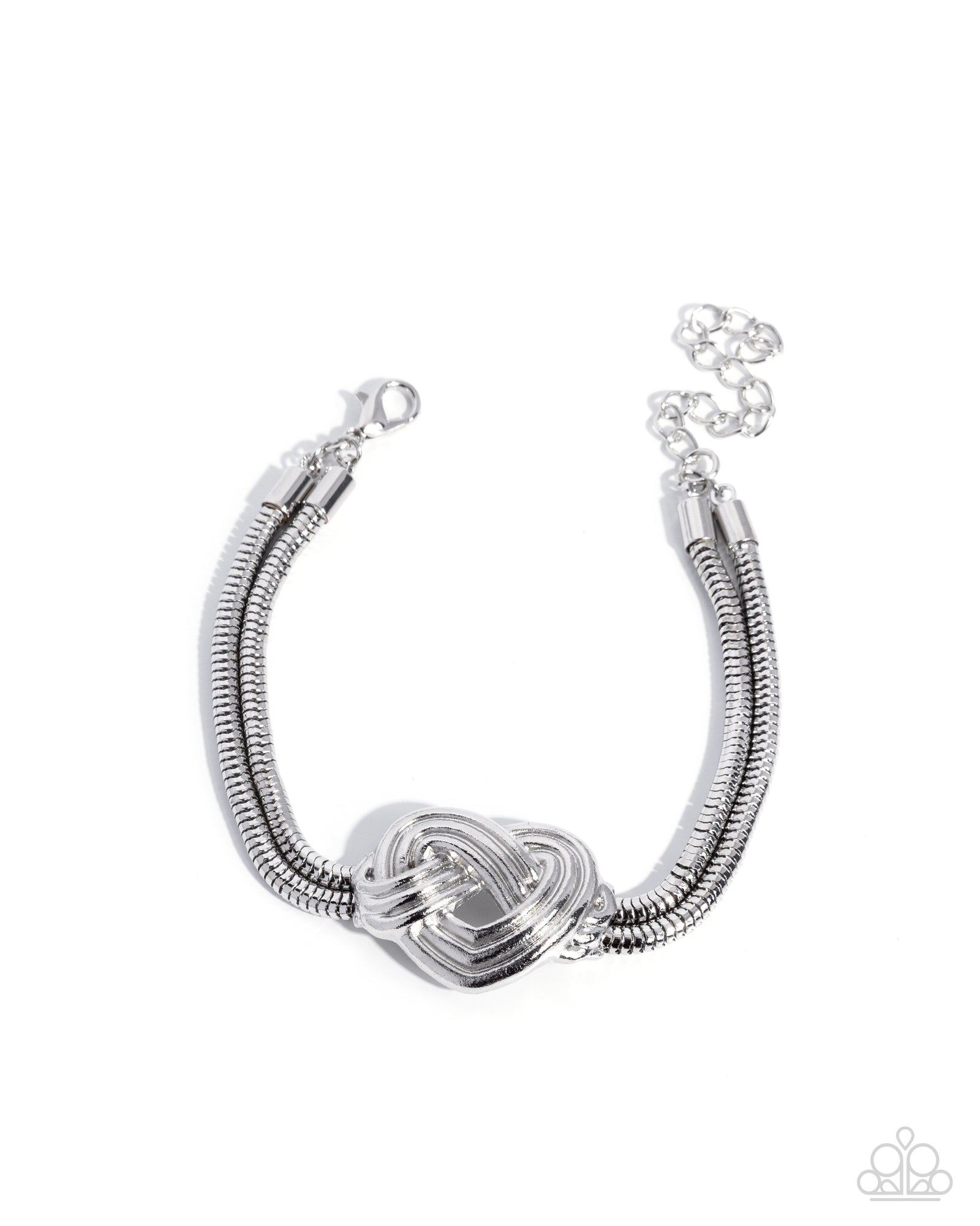 Woven Warrior Silver Heart Bracelet - Paparazzi Accessories- lightbox - CarasShop.com - Paparazzi Jewelry by Cara Jewels