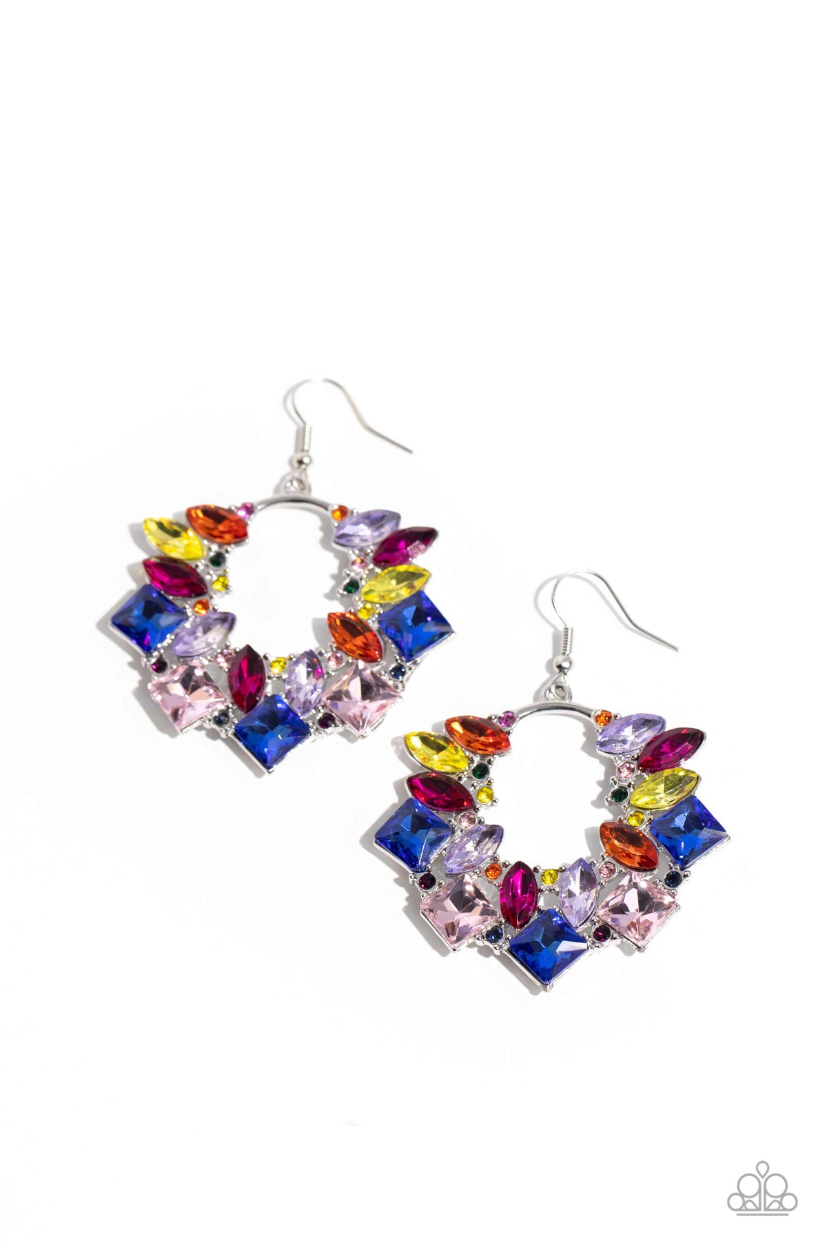 Wreathed in Watercolors Multi Rhinestone Earrings - Paparazzi Accessories- lightbox - CarasShop.com - Paparazzi Jewelry by Cara Jewels