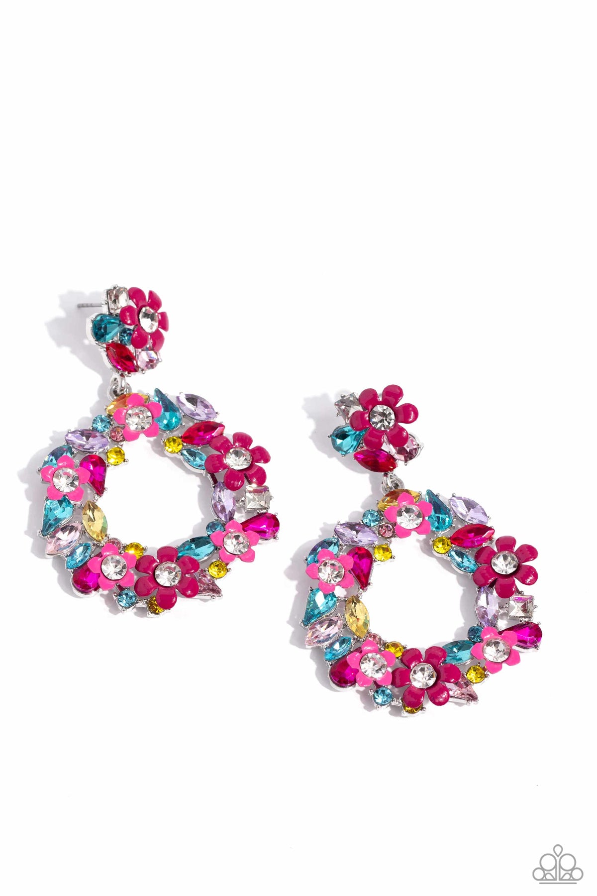 Wreathed in Wildflowers Multi Post Earrings - Paparazzi Accessories- lightbox - CarasShop.com - Paparazzi Jewelry by Cara Jewels
