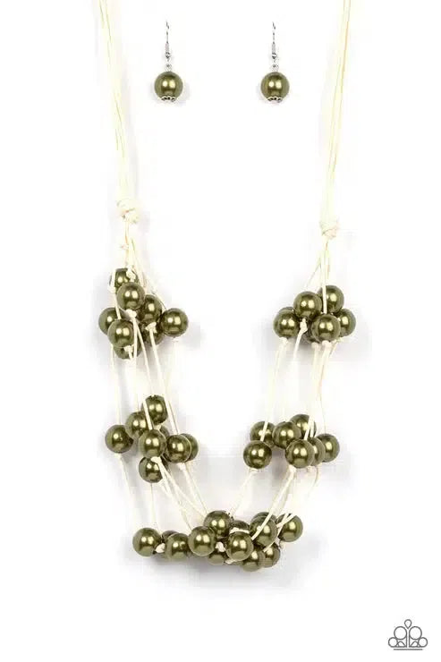 Yacht Catch Green Necklace - Paparazzi Accessories- lightbox - CarasShop.com - Paparazzi Jewelry by Cara Jewels
