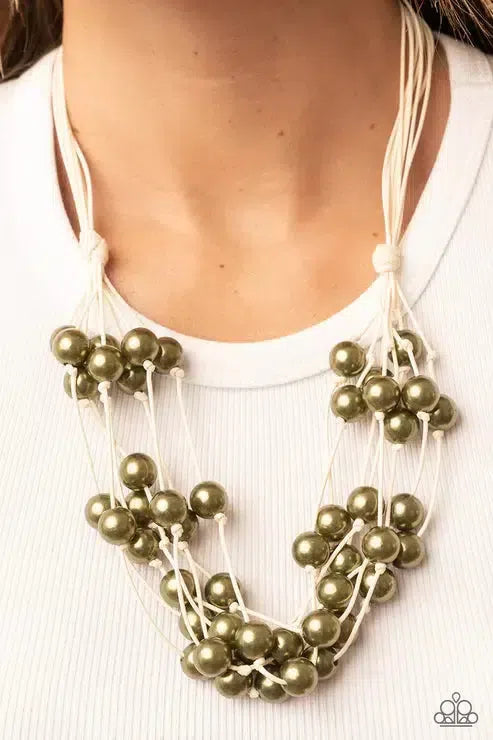 Yacht Catch Green Necklace - Paparazzi Accessories-on model - CarasShop.com - Paparazzi Jewelry by Cara Jewels
