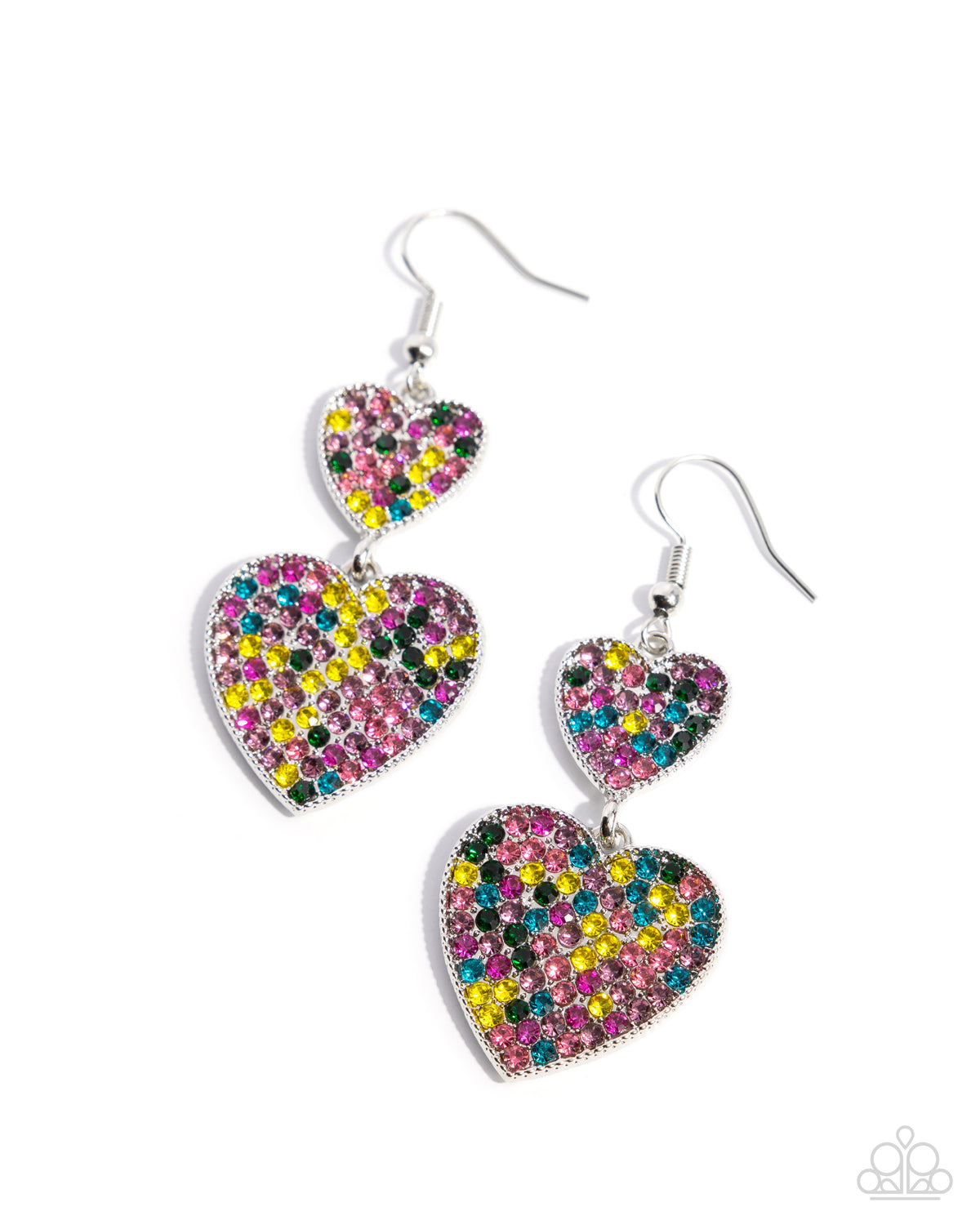 You Make My Heart Glow Multi Rhinestone Earrings- lightbox - CarasShop.com - Paparazzi Jewelry by Cara Jewels