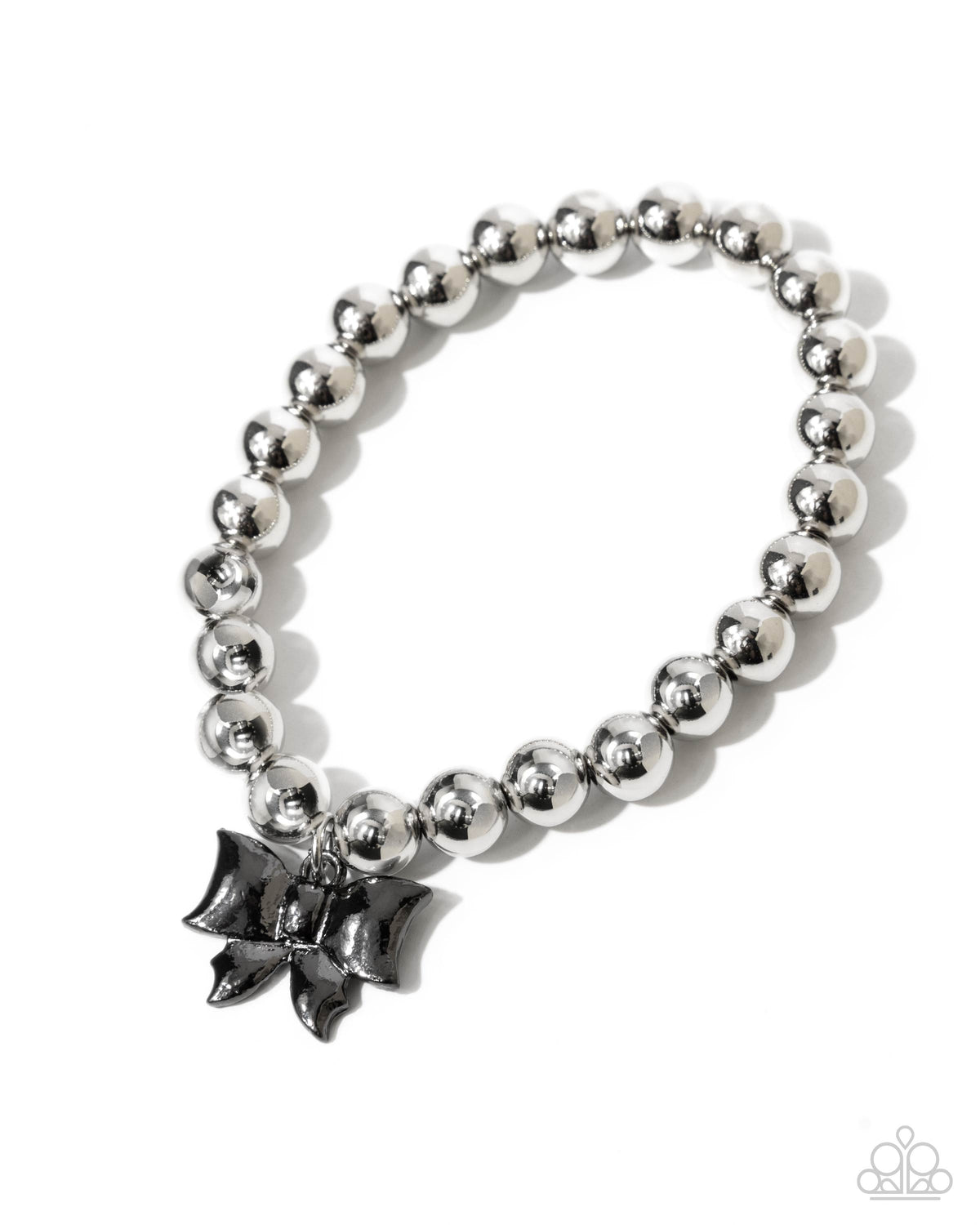 Young Lady Black & Silver Bow Bracelet - Paparazzi Accessories- lightbox - CarasShop.com - Paparazzi Jewelry by Cara Jewels