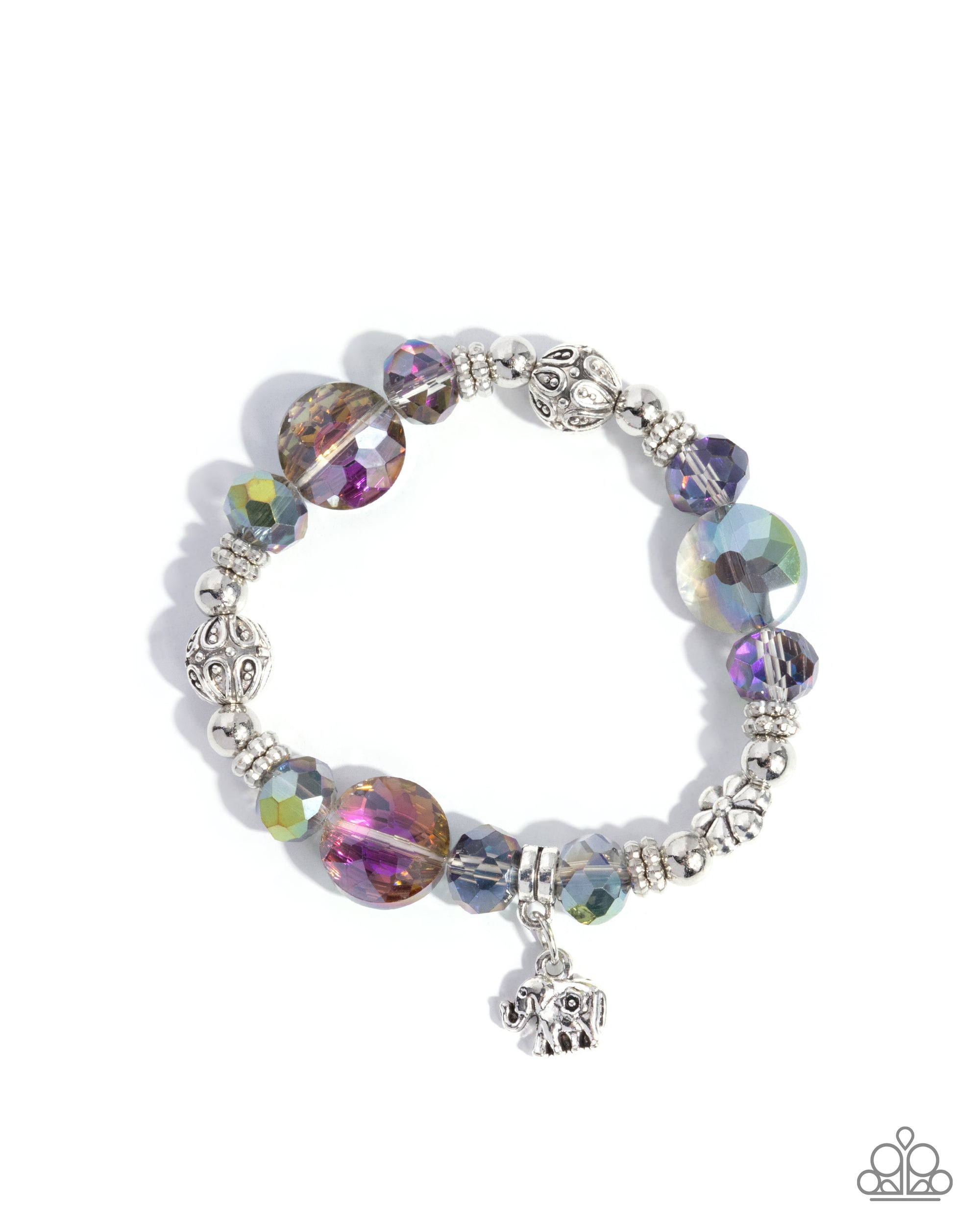 Zoology Degree Green UV Shimmer Elephant Charm Bracelet - Paparazzi Accessories- lightbox - CarasShop.com - Paparazzi Jewelry by Cara Jewels