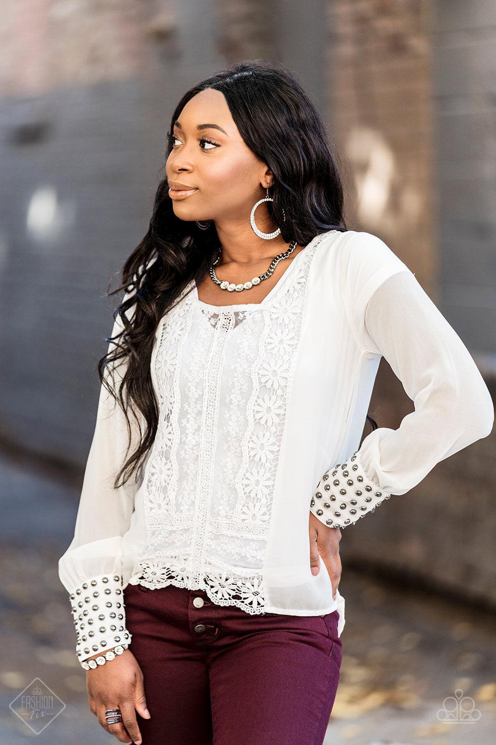 Rhinestone Renegade Gunmetal and White Rhinestone Necklace - Paparazzi Accessories- Bracelet - CarasShop.com - Paparazzi Jewelry by Cara Jewels