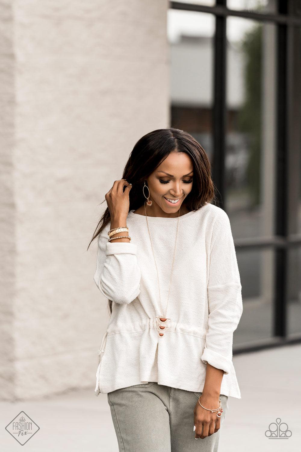 Mind Body and SOL Gold and Goldstone Bracelet - Paparazzi Accessories-CarasShop.com - Paparazzi Jewelry by Cara Jewels