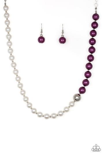 5th Avenue A-Lister Purple and White Pearl Necklace - Paparazzi Accessories- lightbox - CarasShop.com - Paparazzi Jewelry by Cara Jewels