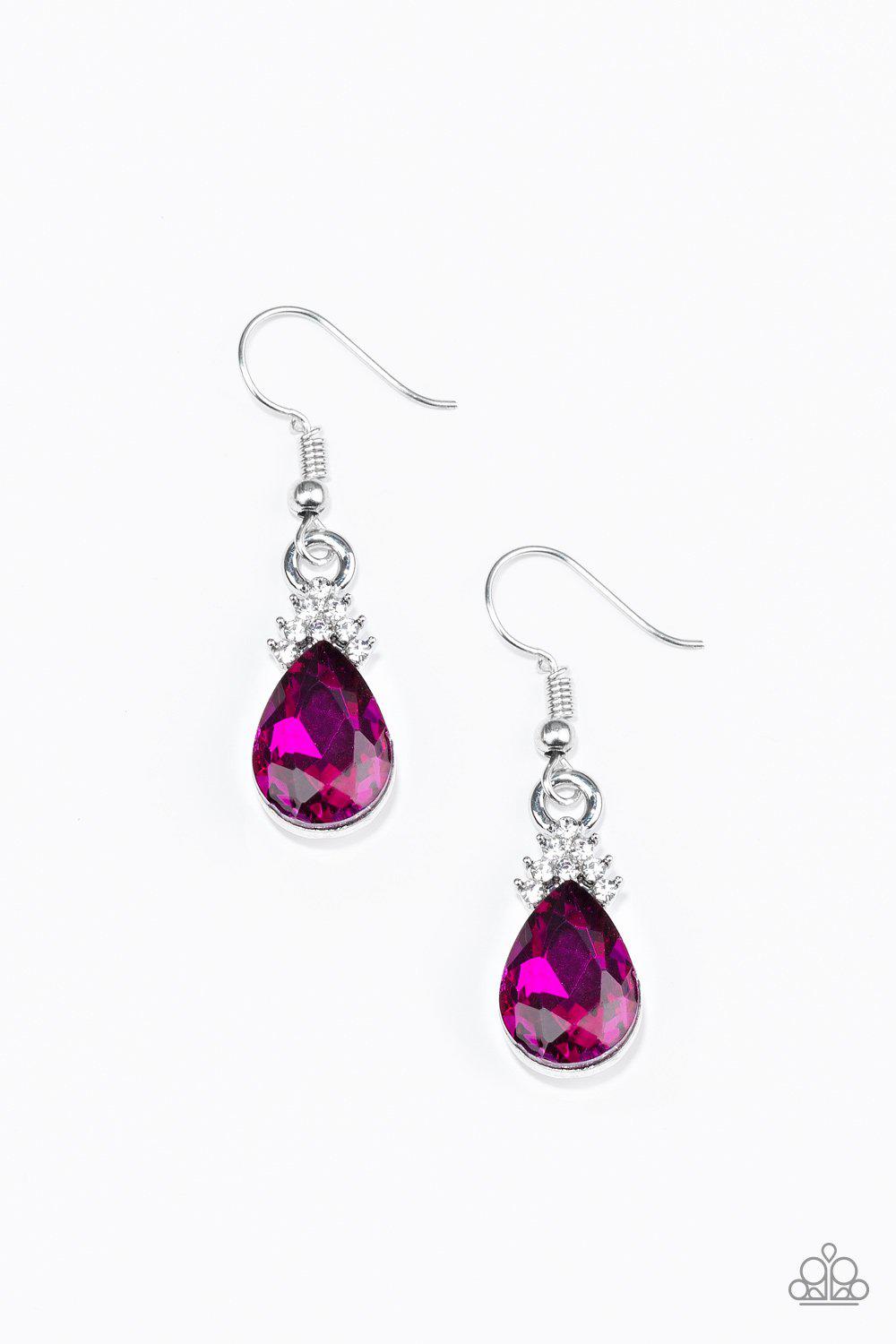 5th Avenue Fireworks Pink Rhinestone Earrings - Paparazzi Accessories- lightbox - CarasShop.com - Paparazzi Jewelry by Cara Jewels