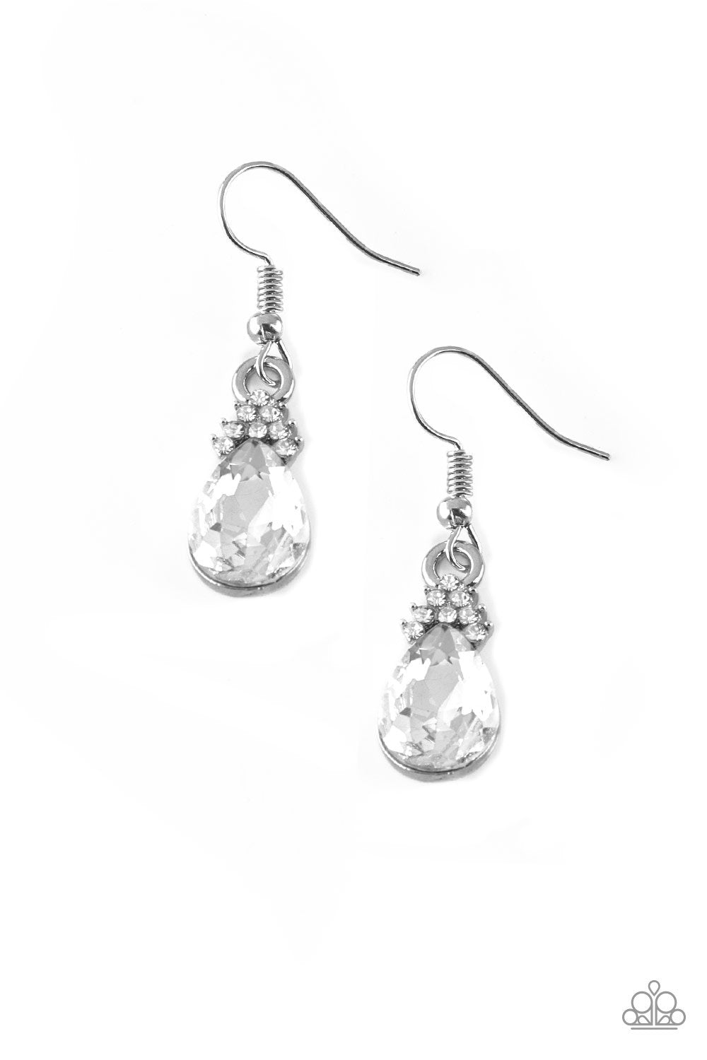 5th Avenue Fireworks White Gem Earrings - Paparazzi Accessories- lightbox - CarasShop.com - Paparazzi Jewelry by Cara Jewels