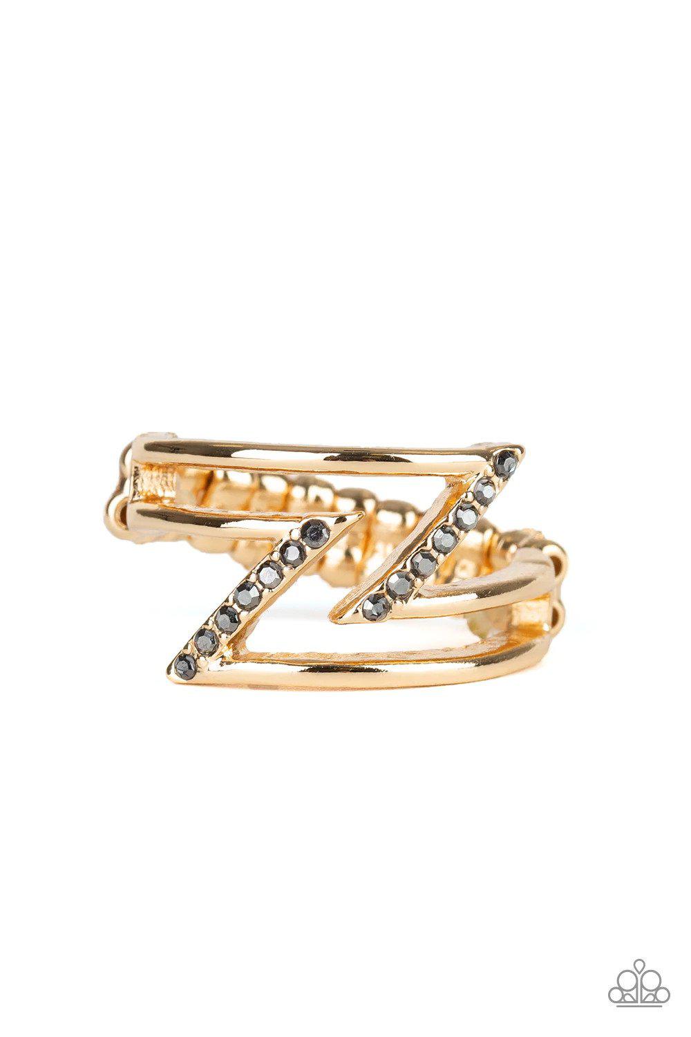 5th Avenue Flash Gold Ring - Paparazzi Accessories- lightbox - CarasShop.com - Paparazzi Jewelry by Cara Jewels