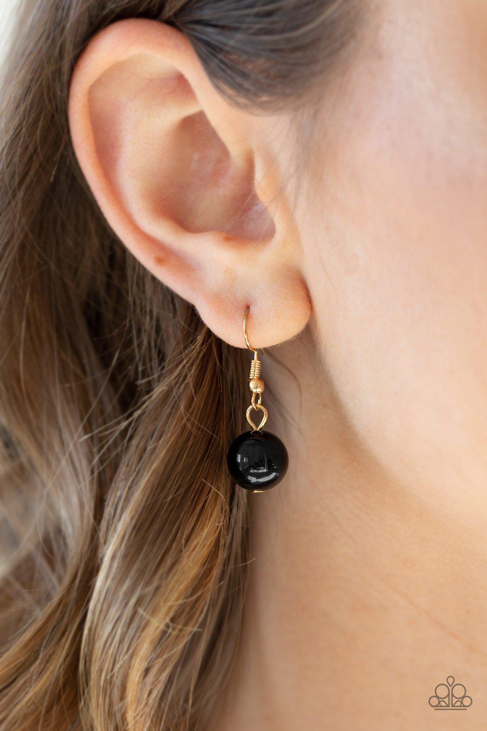 5th Avenue Fleek Black and Gold Necklace - Paparazzi Accessories - free matching earrings -CarasShop.com - Paparazzi Jewelry by Cara Jewels