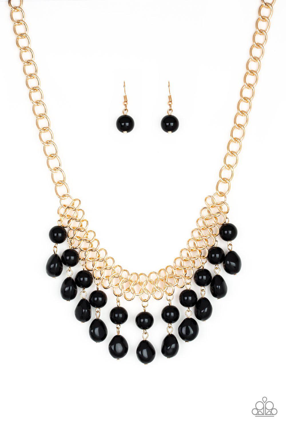 5th Avenue Fleek Black and Gold Necklace - Paparazzi Accessories- lightbox - CarasShop.com - Paparazzi Jewelry by Cara Jewels