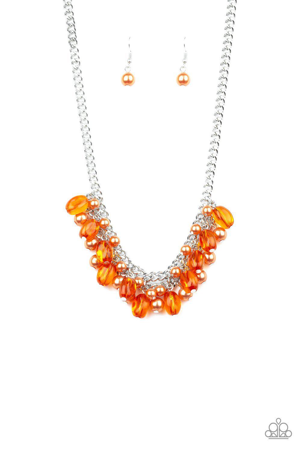 5th Avenue Flirtation Orange and Silver Necklace - Paparazzi Accessories- lightbox - CarasShop.com - Paparazzi Jewelry by Cara Jewels