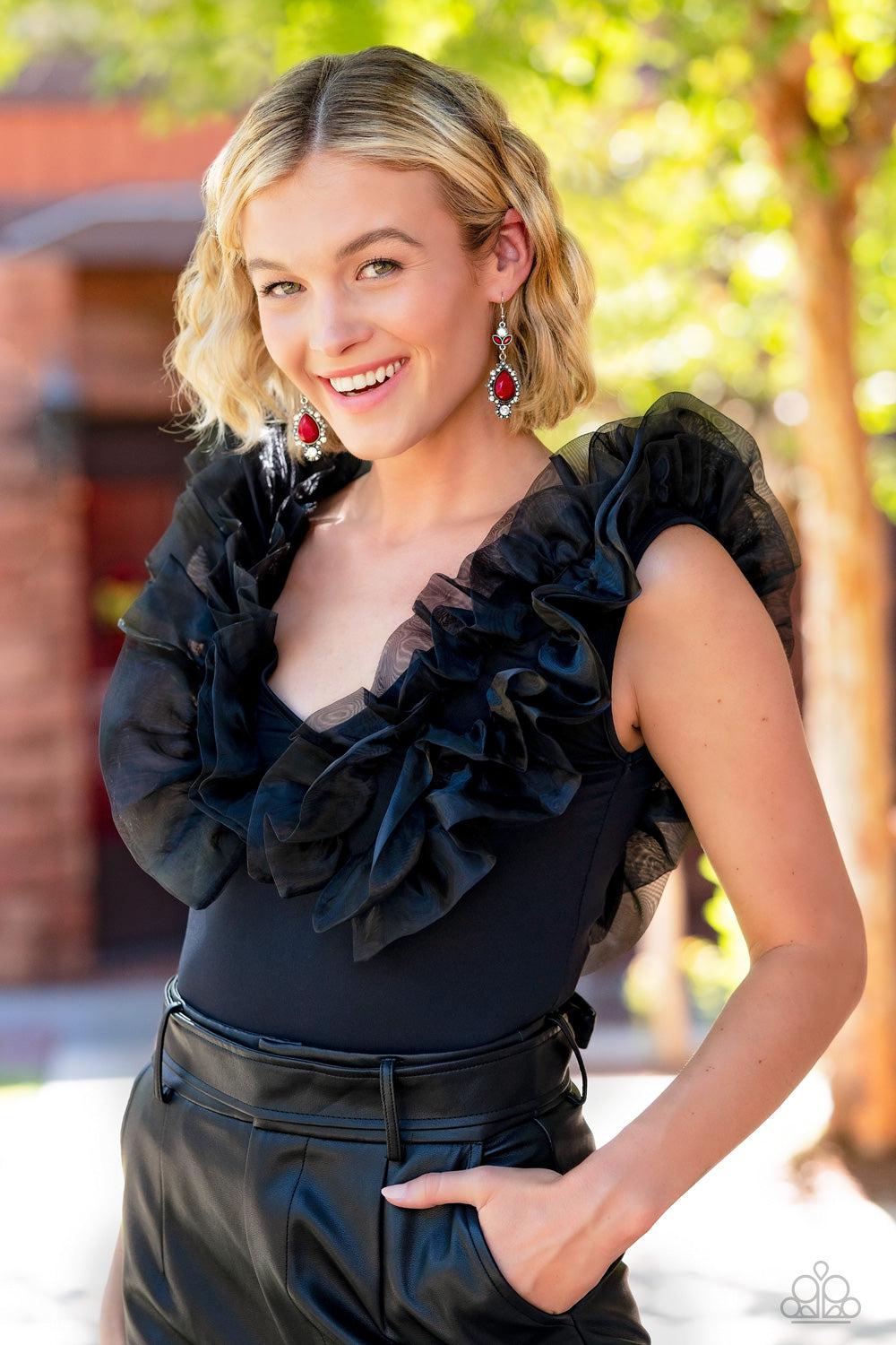 SELFIE-Esteem Red Earrings - Paparazzi Accessories