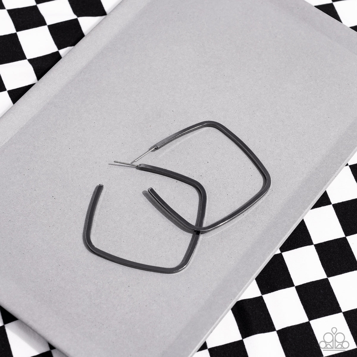 Major Flex Black Square Hoop Earrings - Paparazzi Accessories