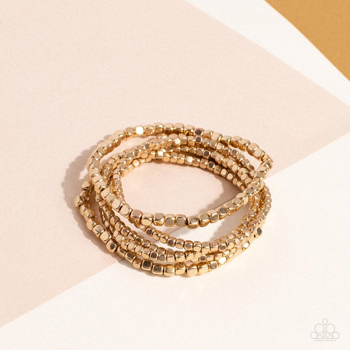 Right on CUBE Gold Bracelet - Paparazzi Accessories