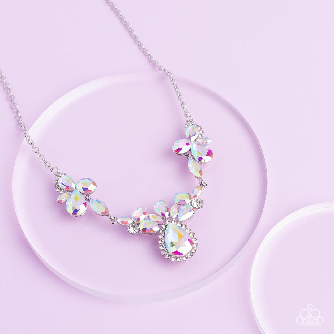Intergalactic Icon Multi Iridescent Rhinestone Necklace - Paparazzi Accessories