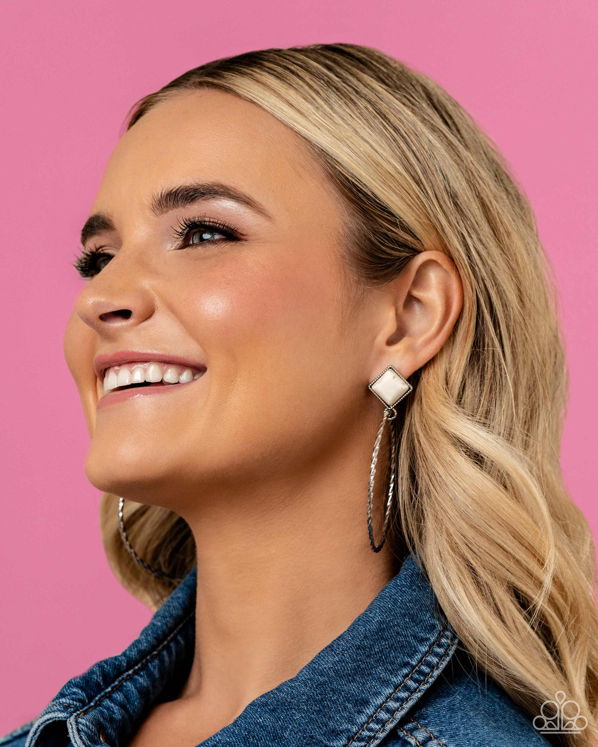 Canyon Circlet White Stone Earrings - Paparazzi Accessories