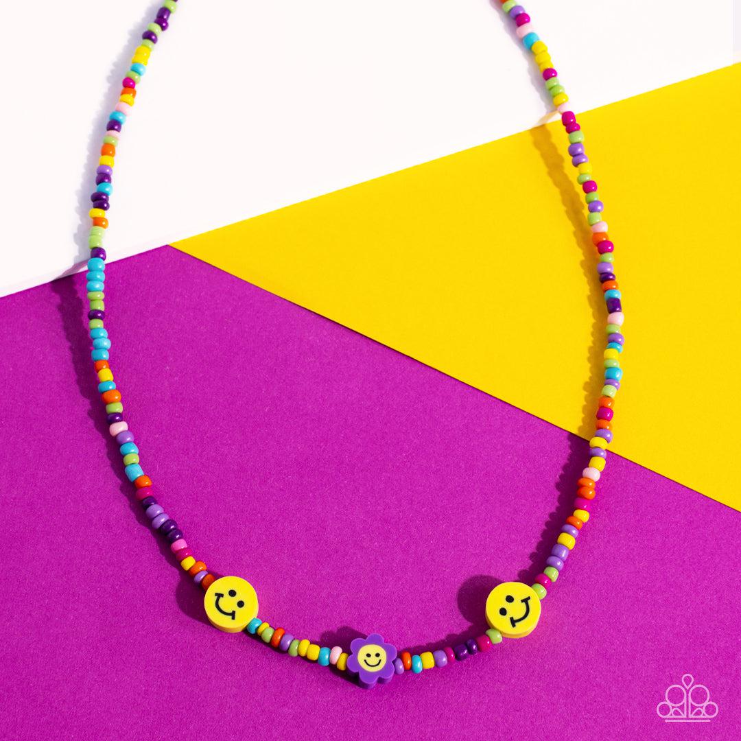 Flower Power Pageant Purple & Multicolored Seed Bead Necklace - Paparazzi Accessories