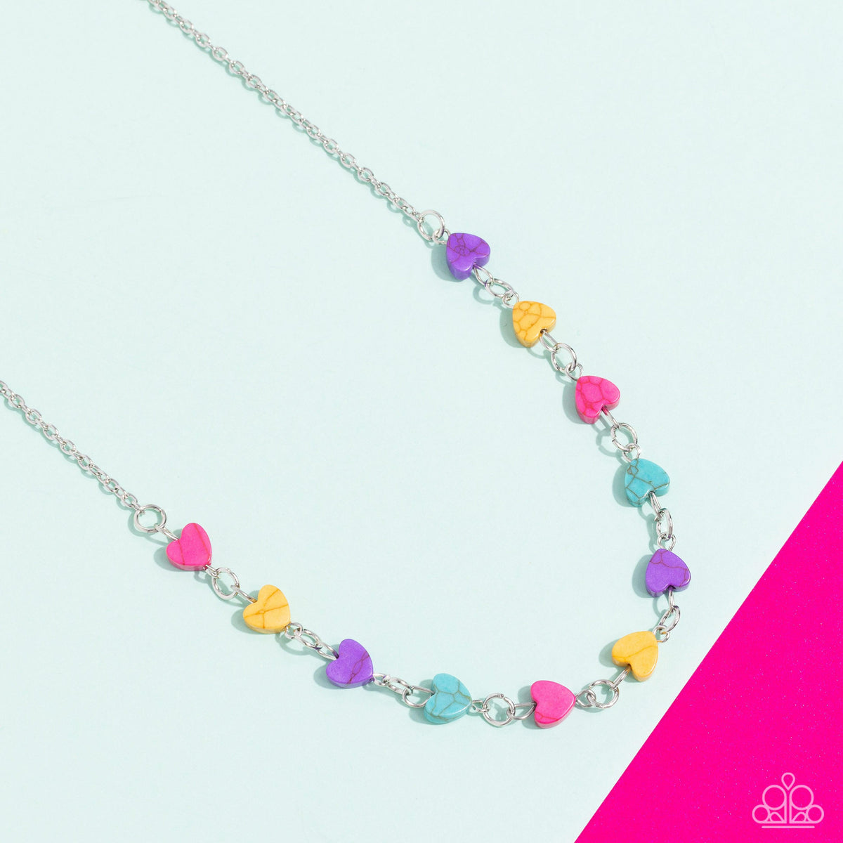 Wild at Heart Pink & Multi Stone Heart Choker Necklace - Paparazzi Accessories