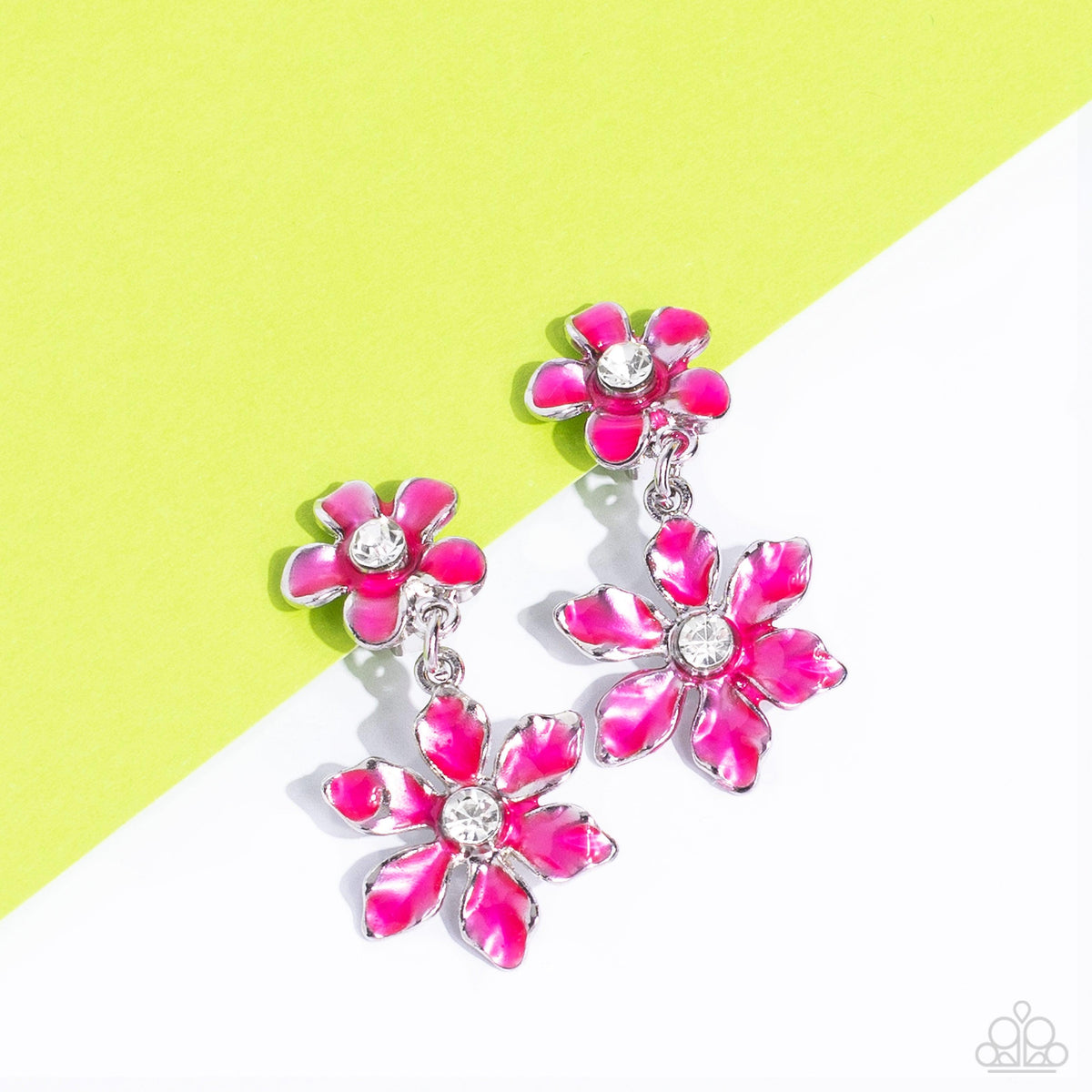 Transparent Talent Pink Flower Clip On Earrings - Paparazzi Accessories