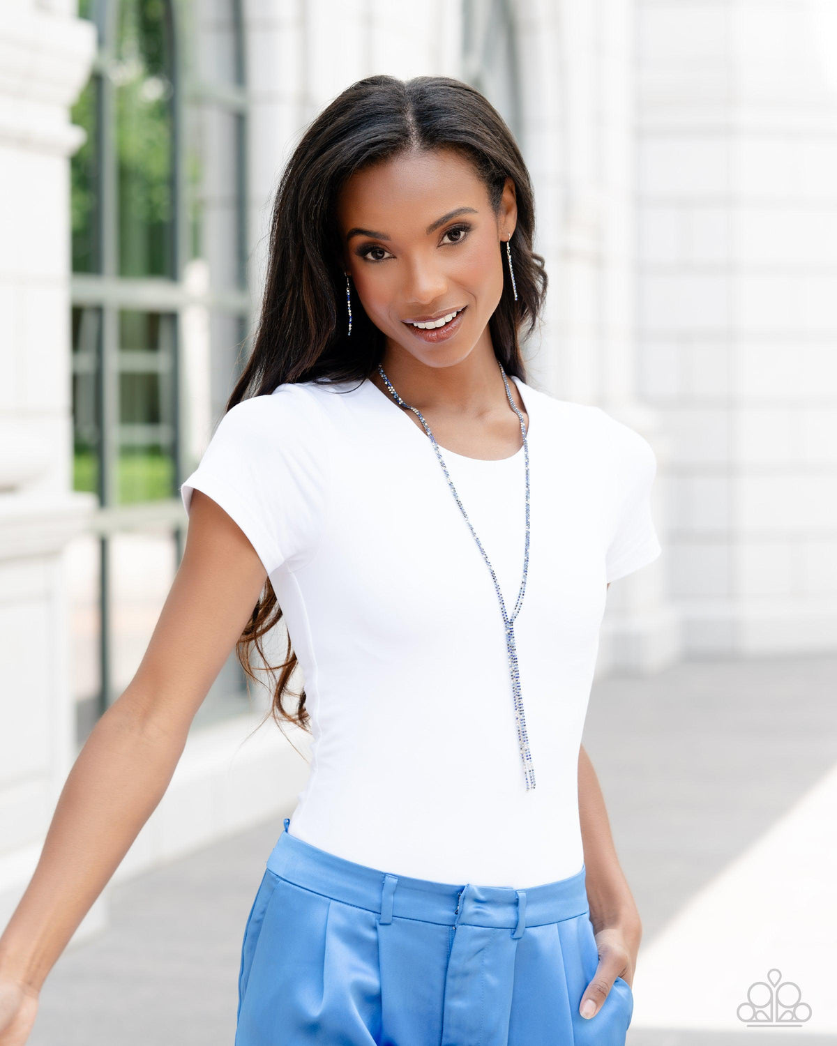 Jazz STRANDS Blue Rhinestone Necklace - Paparazzi Accessories