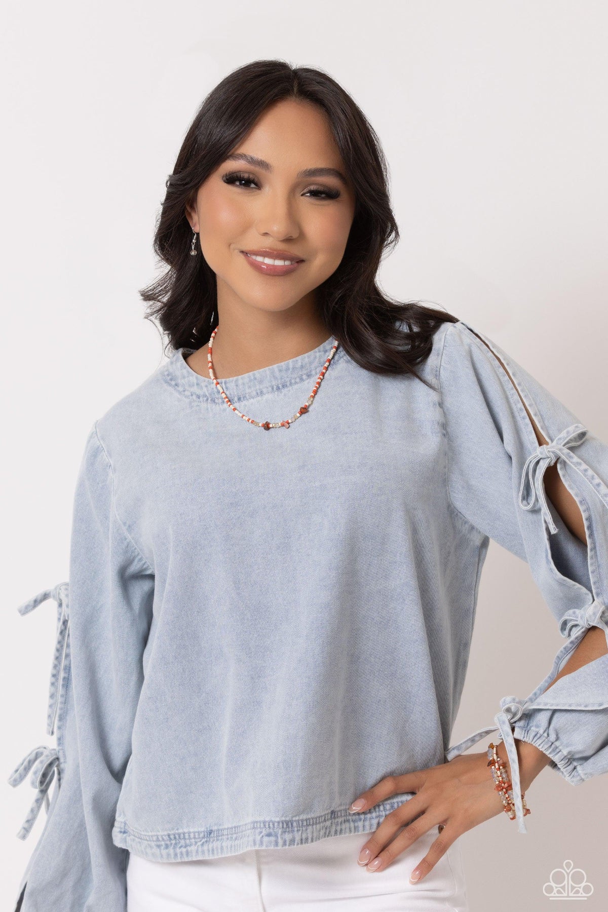 Notoriously Nuanced Orange Seed Bead & Stone Coil Bracelet - Paparazzi Accessories