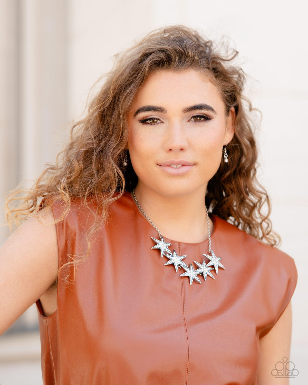 Rockstar Ready White Rhinestone Star Necklace - Paparazzi Accessories