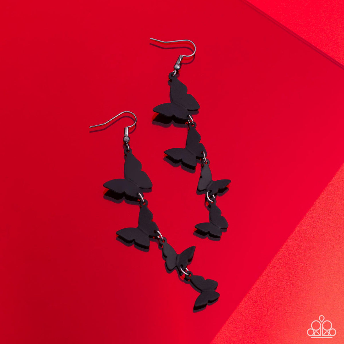 Haphazard Headliner Black Butterfly Earrings - Paparazzi Accessories