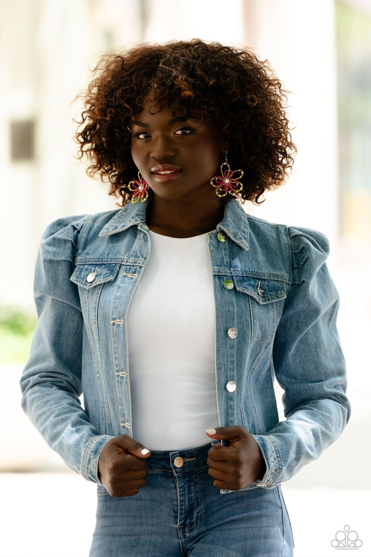 PEARL Crush Yellow & Pink Flower Earrings - Paparazzi Accessories
