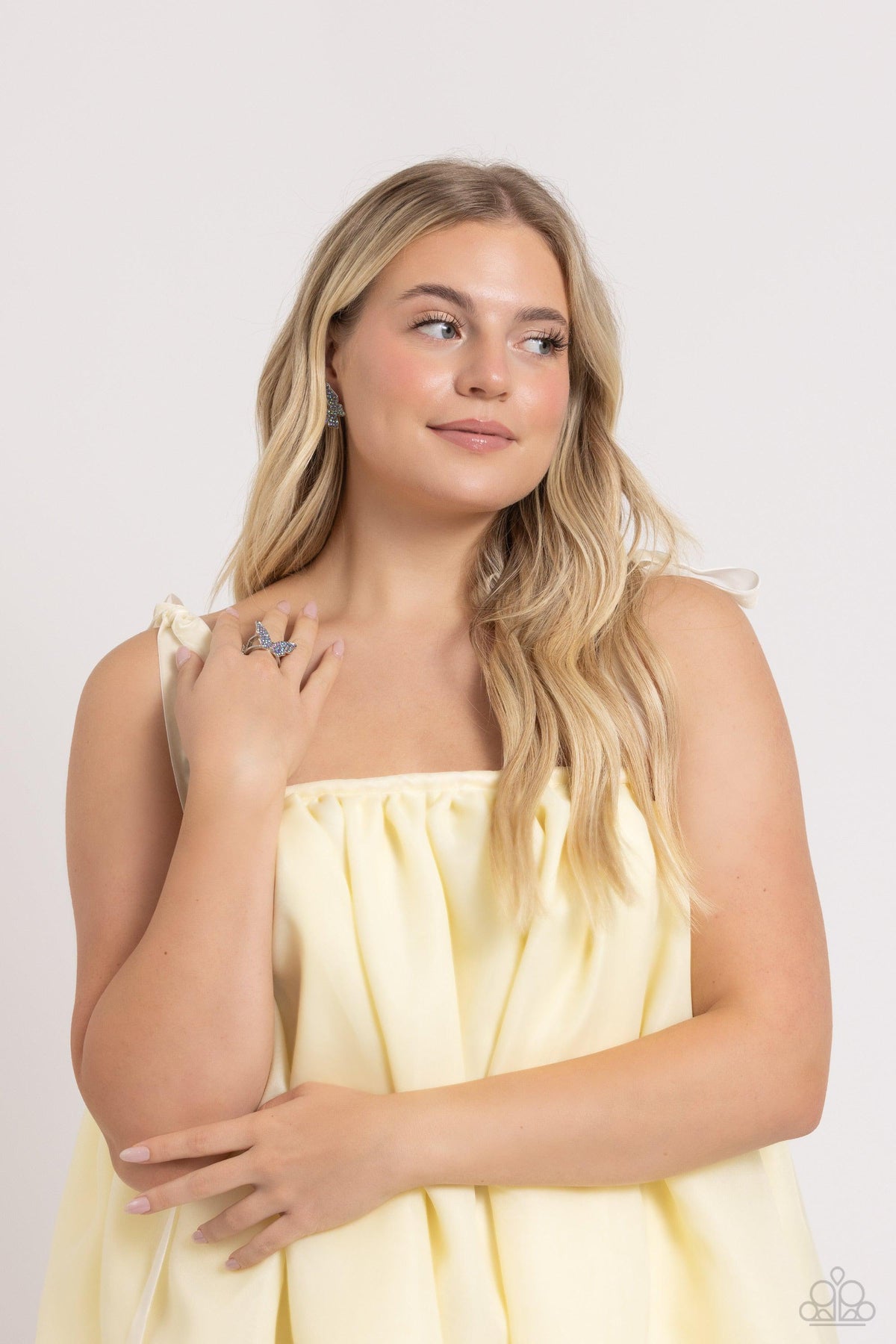 High Time Blue Rhinestone Butterfly Ring - Paparazzi Accessories