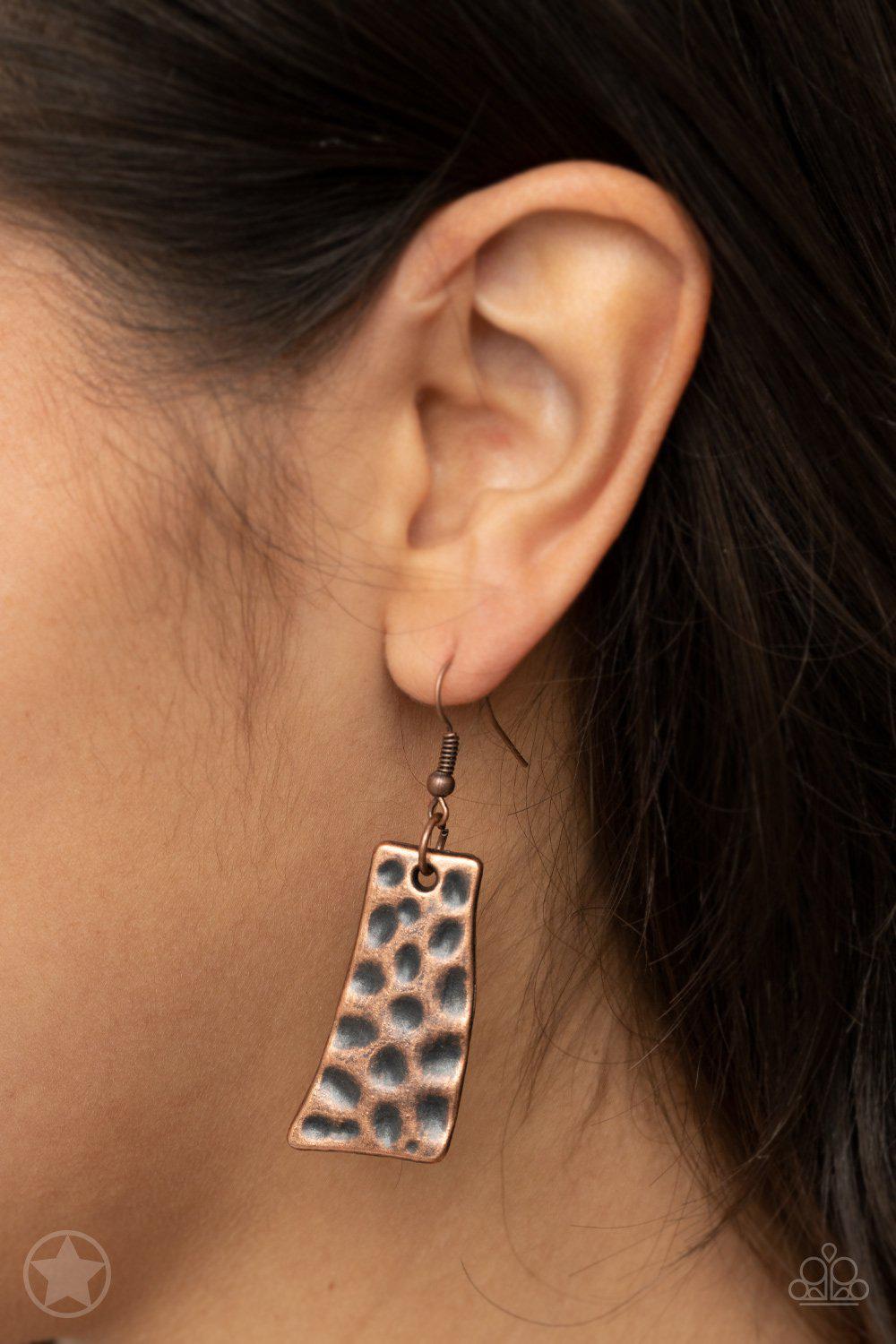 A Fan of the Tribe Copper, Silver and Brass Necklace and matching Earrings - Paparazzi Accessories - free matching earrings -CarasShop.com - Paparazzi Jewelry by Cara Jewels