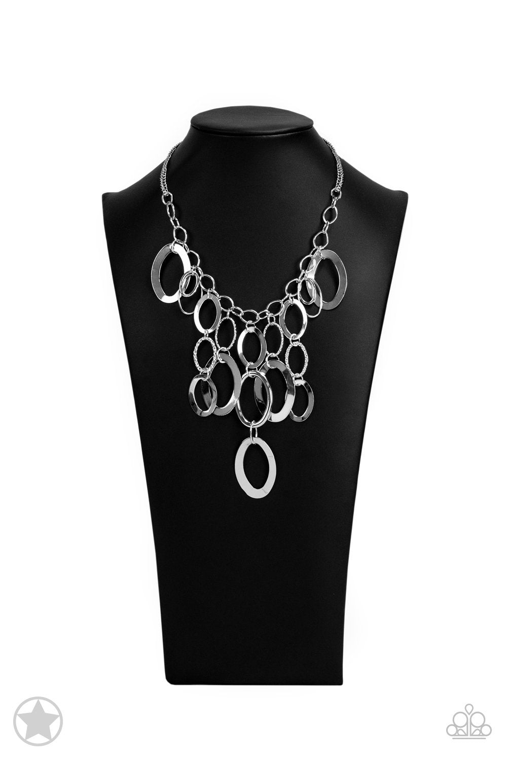 A Silver Spell Silver Necklace and matching Earrings - Paparazzi Accessories- on bust -CarasShop.com - Paparazzi Jewelry by Cara Jewels