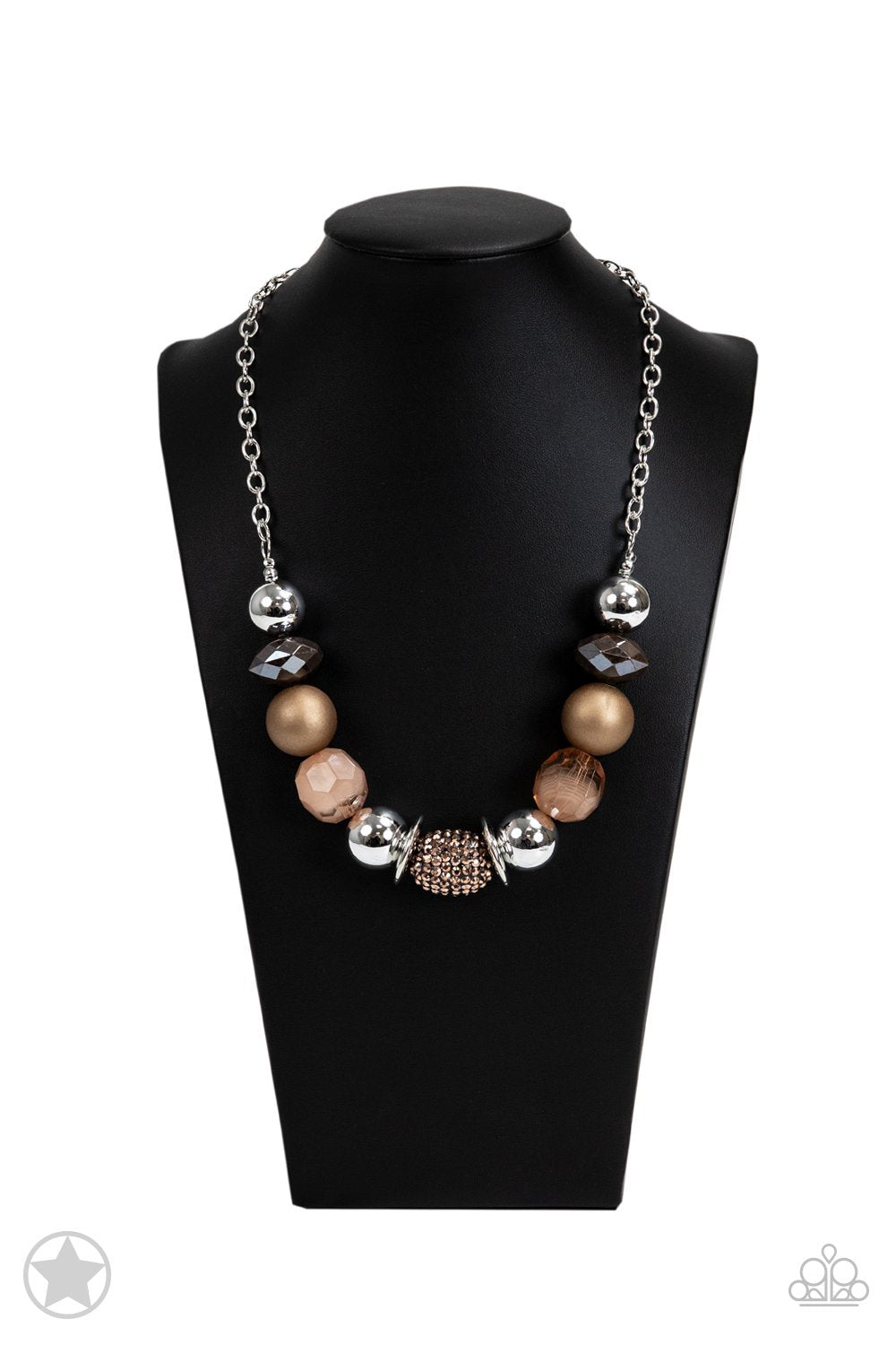 A Warm Welcome Copper Bead Necklace and matching Earrings - Paparazzi Accessories- on bust -CarasShop.com - Paparazzi Jewelry by Cara Jewels