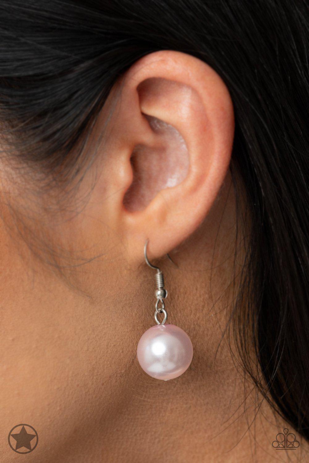 All The Trimmings Pink Ribbon Necklace - Paparazzi Accessories - free matching earrings -CarasShop.com - Paparazzi Jewelry by Cara Jewels