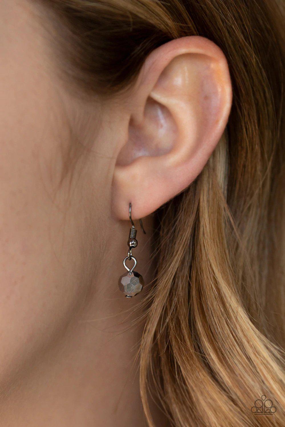 And The Crowd Cheers Gunmetal Black Necklace - Paparazzi Accessories - free matching earrings -CarasShop.com - Paparazzi Jewelry by Cara Jewels