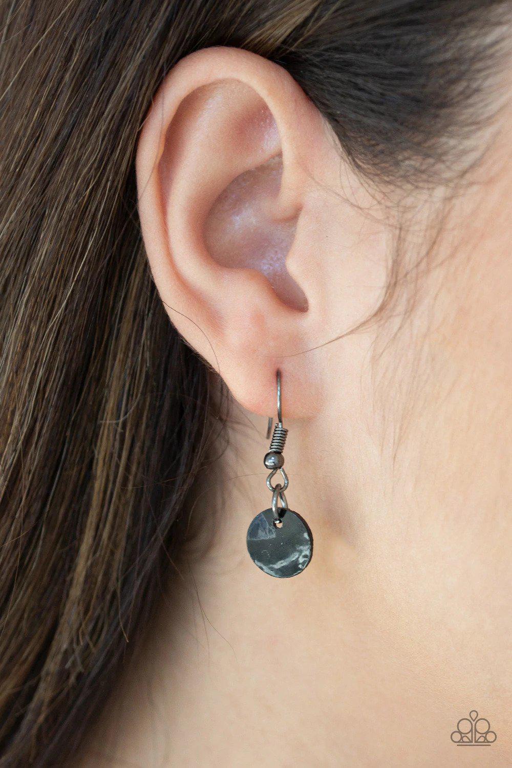 Ask And You SHELL Receive Gunmetal Black Necklace - Paparazzi Accessories - free matching earrings -CarasShop.com - Paparazzi Jewelry by Cara Jewels