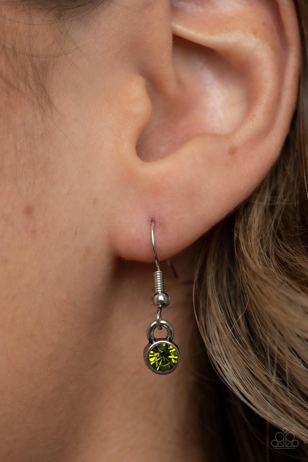 Autumn Abundance Green Rhinestone Tree Necklace - Paparazzi Accessories - free matching earrings -CarasShop.com - Paparazzi Jewelry by Cara Jewels