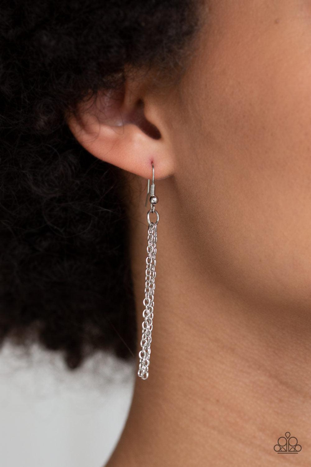 BOUGH Down Silver Necklace - Paparazzi Accessories - free matching earrings -CarasShop.com - Paparazzi Jewelry by Cara Jewels