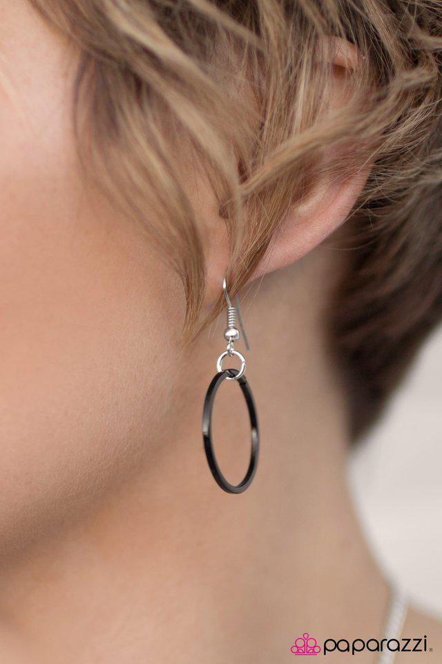 Back To Work Black & Silver Lanyard Necklace - Paparazzi Accessories - free matching earrings -CarasShop.com - Paparazzi Jewelry by Cara Jewels