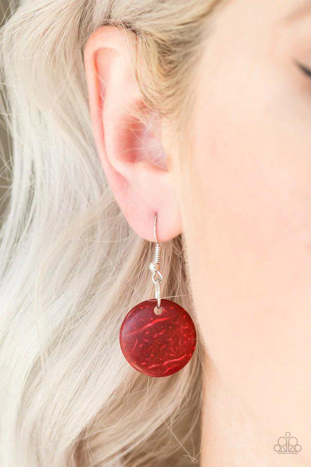 Barbados Bopper Red Wood Necklace - Paparazzi Accessories - free matching earrings -CarasShop.com - Paparazzi Jewelry by Cara Jewels