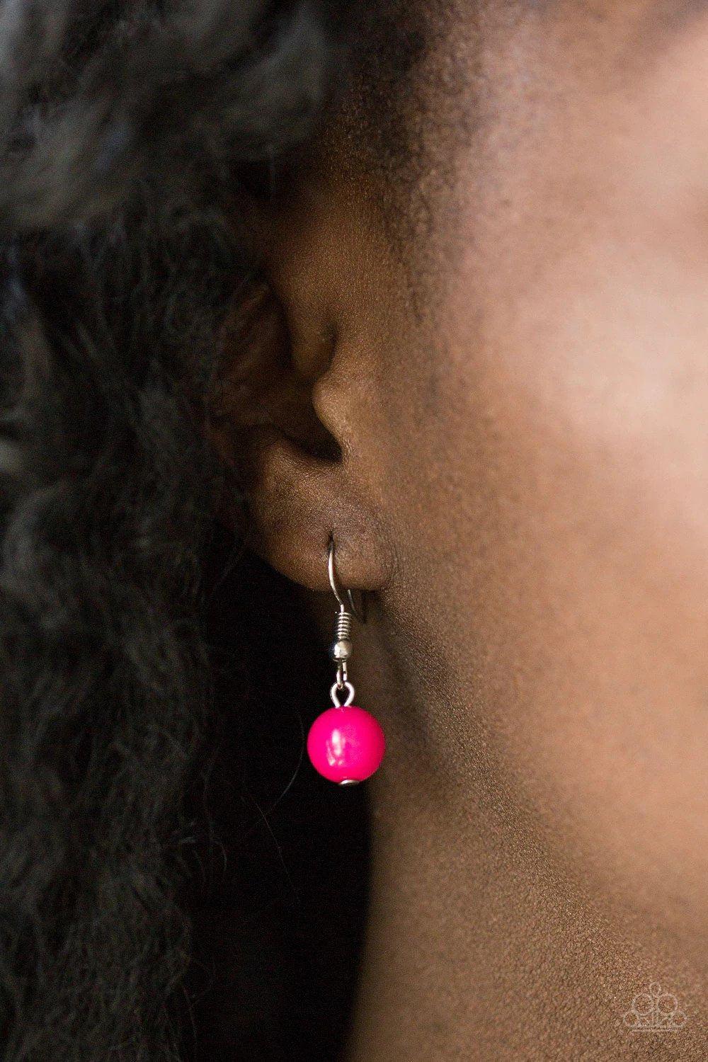 Beachside Babe Pink Necklace - Paparazzi Accessories - free matching earrings -CarasShop.com - Paparazzi Jewelry by Cara Jewels