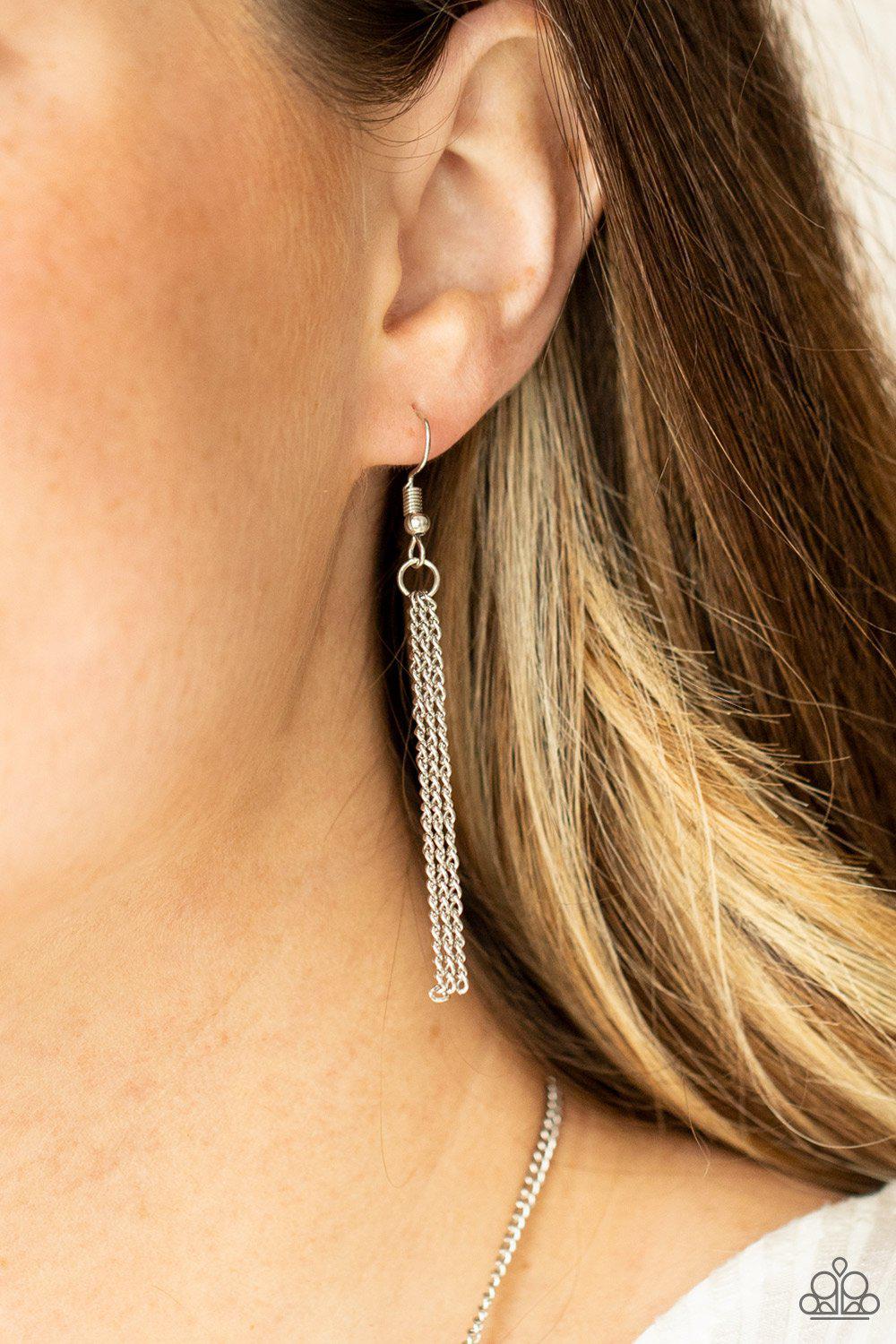 Blissed Out Opulence Pink Iridescent Gem Tassel Necklace - Paparazzi Accessories - free matching earrings -CarasShop.com - Paparazzi Jewelry by Cara Jewels