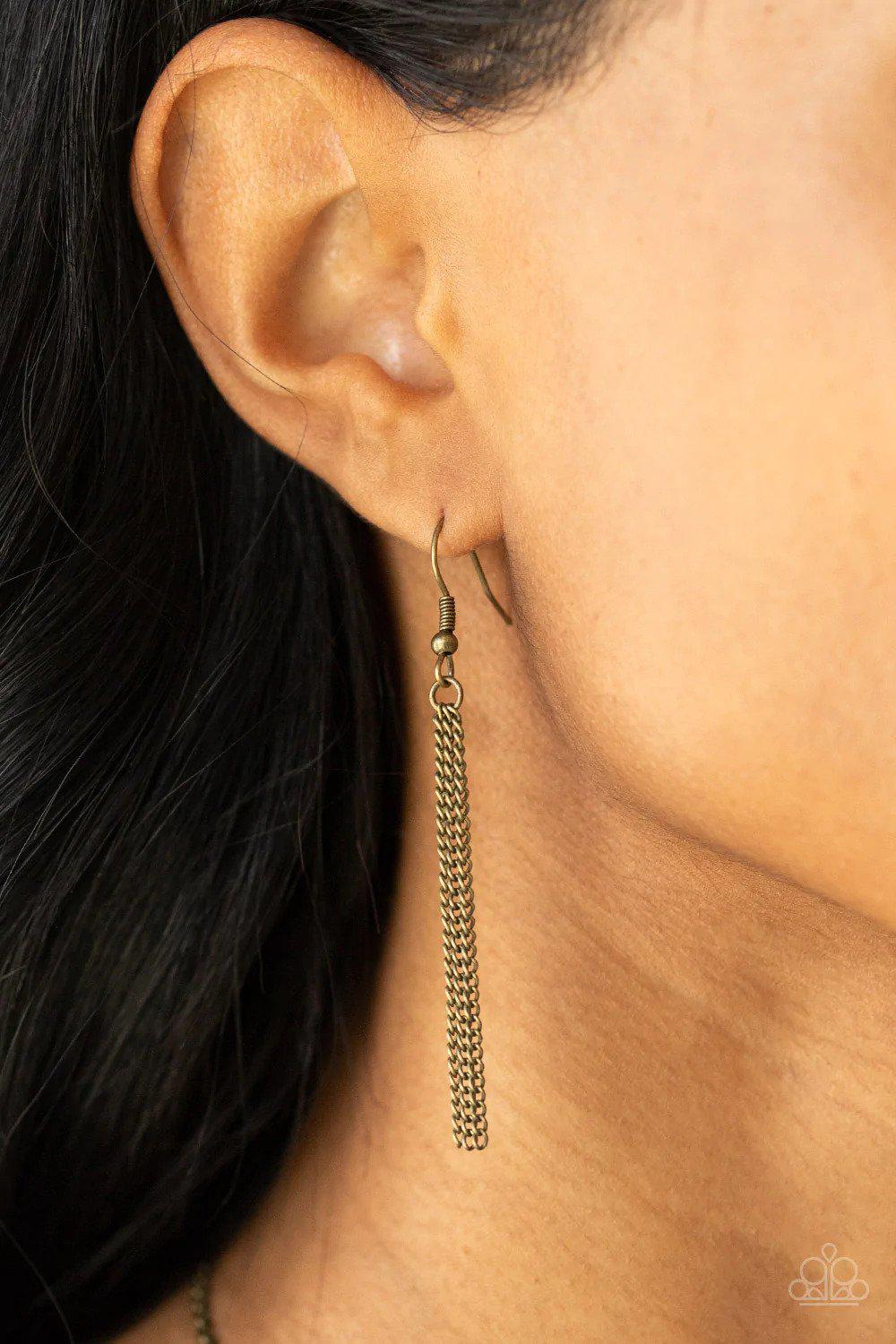 Botanical Beaches Brass Necklace - Paparazzi Accessories - free matching earrings -CarasShop.com - Paparazzi Jewelry by Cara Jewels