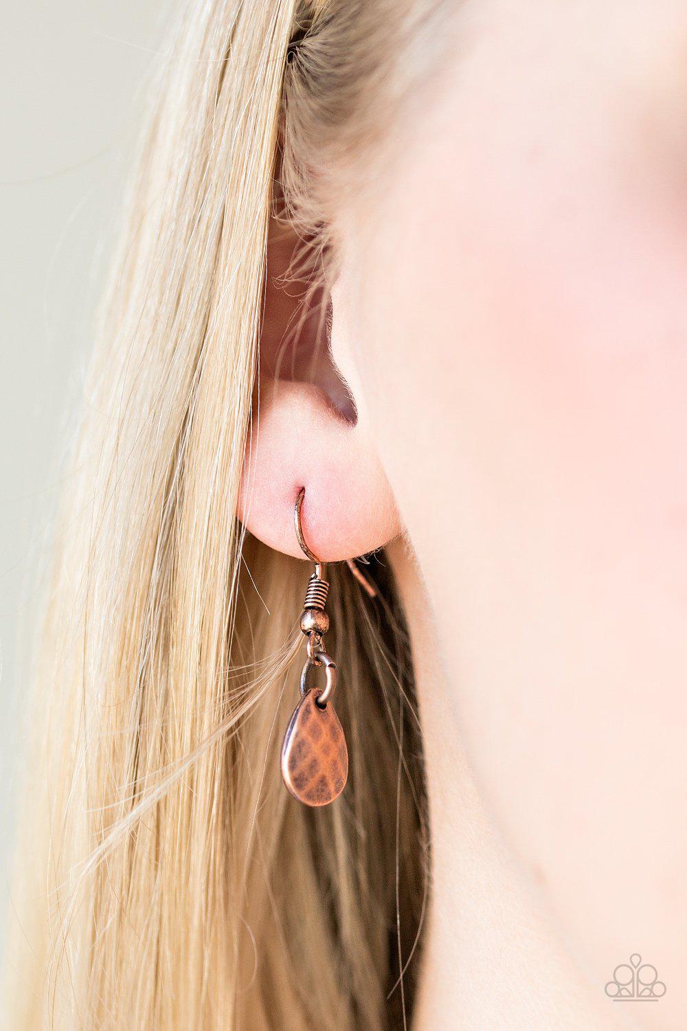 Bravo Bravado Copper Necklace - Paparazzi Accessories - free matching earrings -CarasShop.com - Paparazzi Jewelry by Cara Jewels