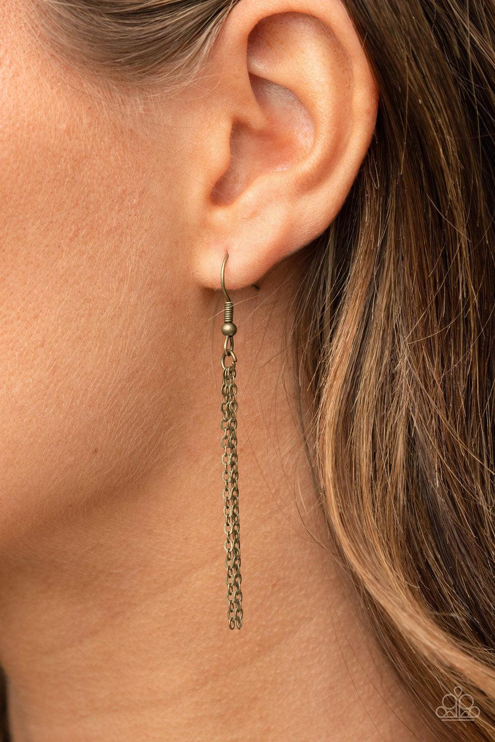 Chaos Coordinator Brass Inspirational Necklace - Paparazzi Accessories - free matching earrings -CarasShop.com - Paparazzi Jewelry by Cara Jewels