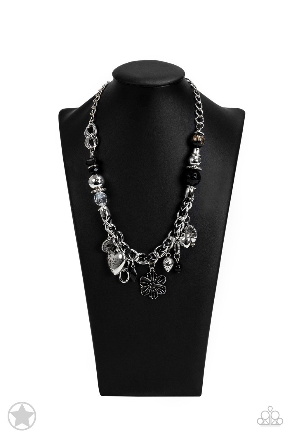 Charmed, I Am Sure Black Charm Necklace - Paparazzi Accessories- on bust -CarasShop.com - Paparazzi Jewelry by Cara Jewels
