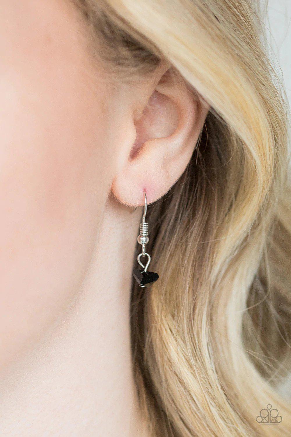 Chicly Geocentric Black Necklace - Paparazzi Accessories - free matching earrings -CarasShop.com - Paparazzi Jewelry by Cara Jewels