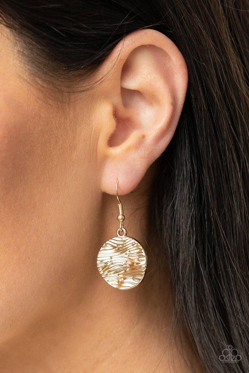 Circulating Shimmer Blue and Gold Necklace - Paparazzi Accessories - free matching earrings -CarasShop.com - Paparazzi Jewelry by Cara Jewels