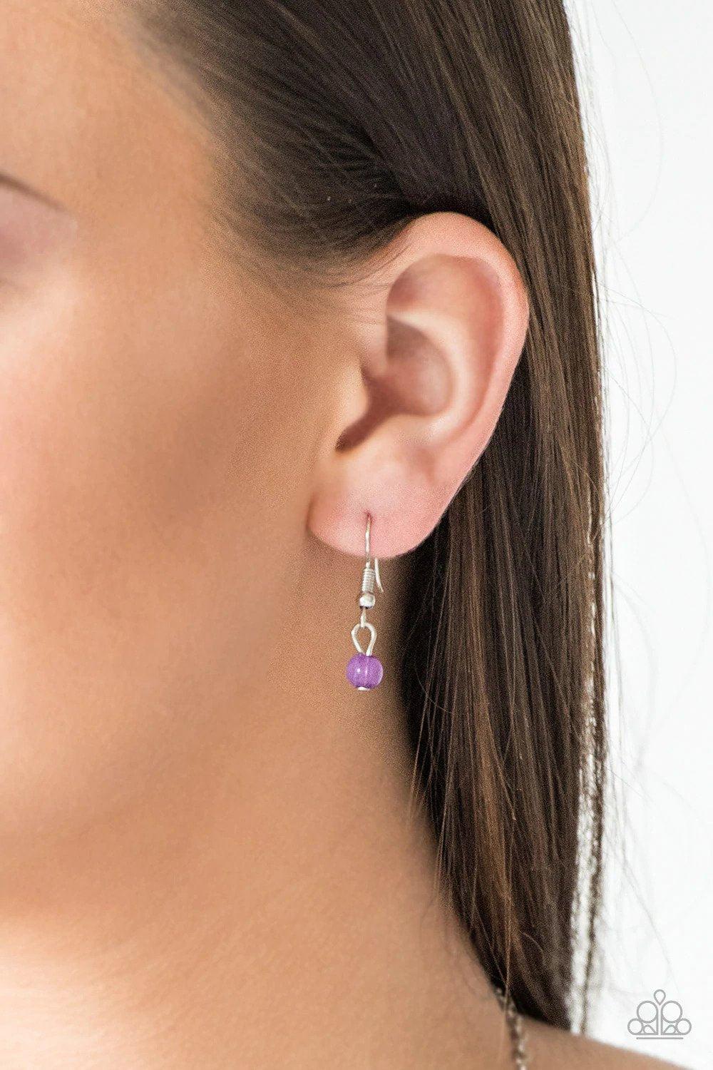 Colorful Cadence Purple Necklace - Paparazzi Accessories - free matching earrings -CarasShop.com - Paparazzi Jewelry by Cara Jewels